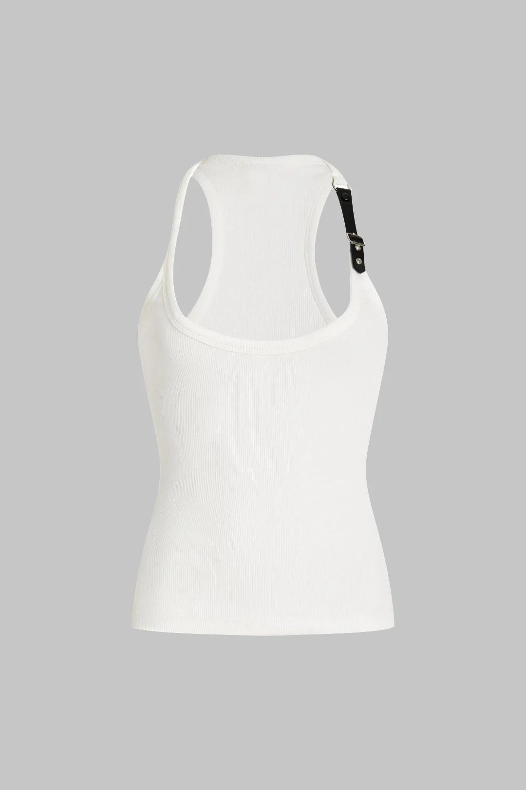 Metallic Decor Ribbed Tank Top - Flockneti