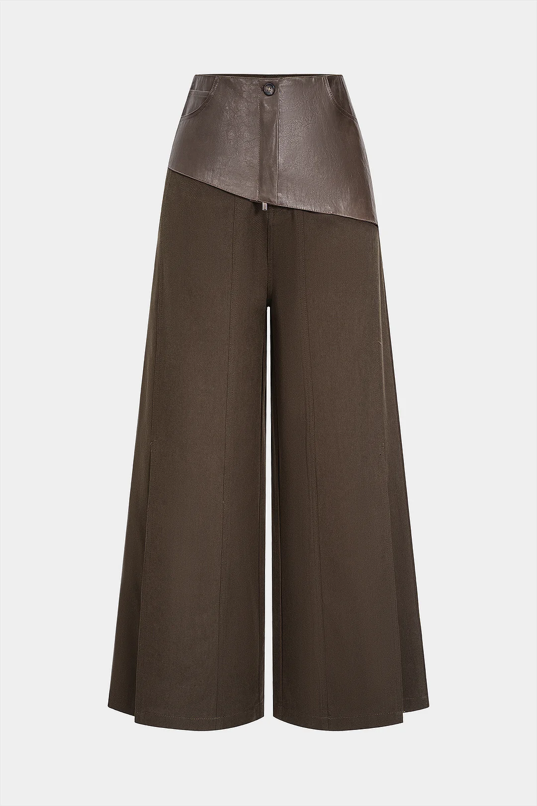 Faux Leather Patchwork Zipper Pocket Trousers - Flockneti