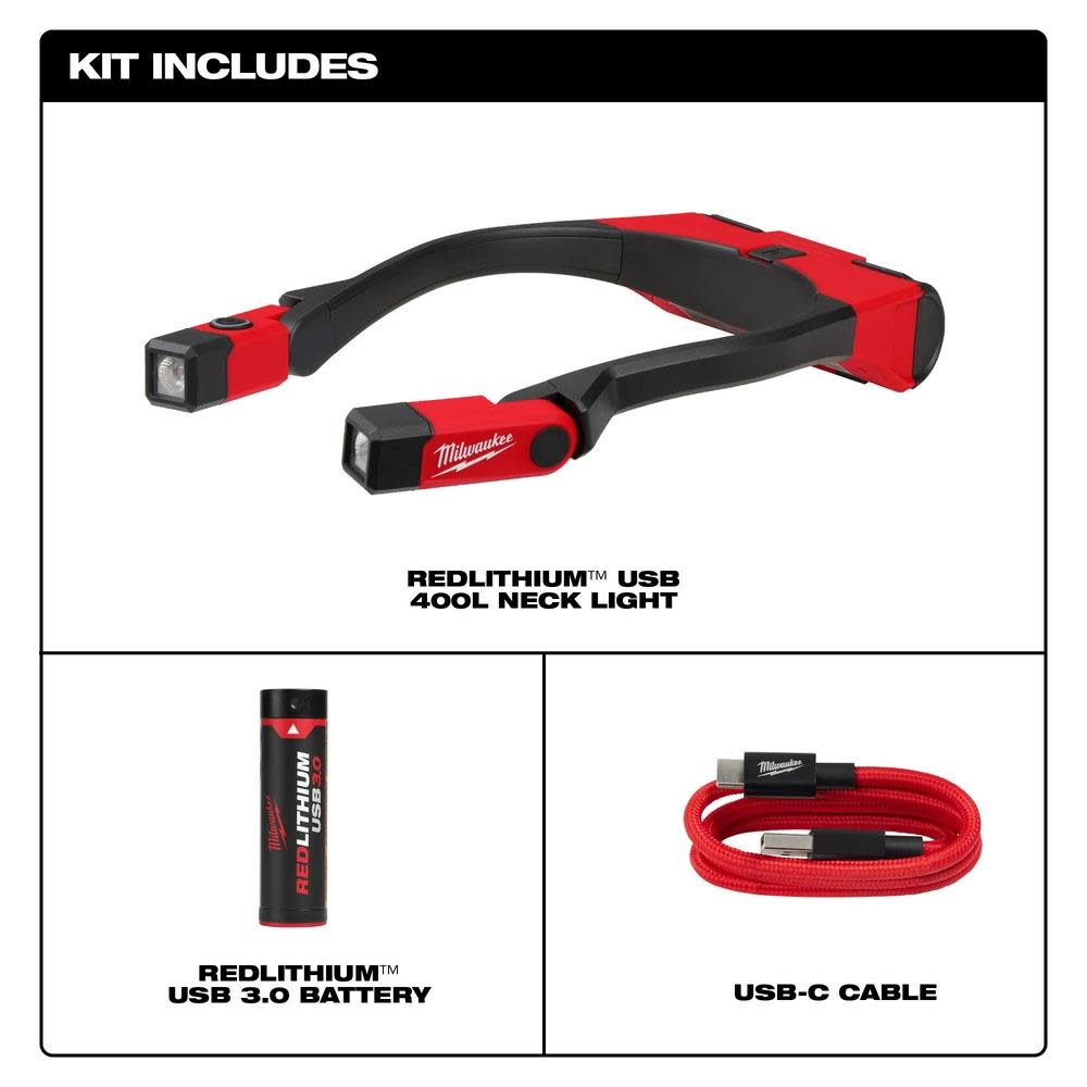 Milwaukee REDLITHIUM USB 400L Neck Light - Flockneti