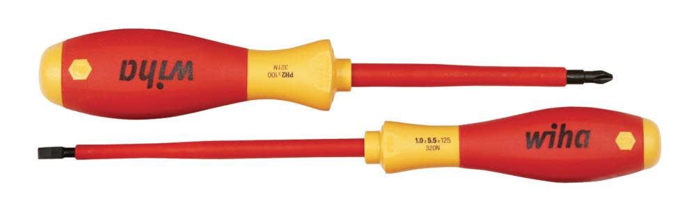 Wiha Insulated SoftFinish Slotted & Phillips Screwdriver Set 2 Piece - Flockneti