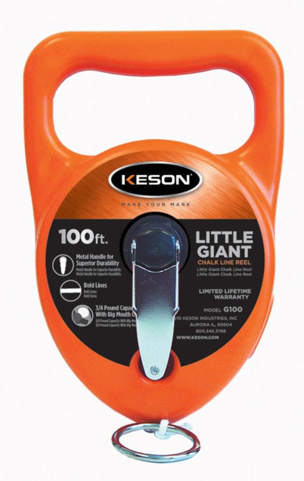 Keson 100 ft Giant Chalk Line Reel with 12 ounce Capacity - Flockneti