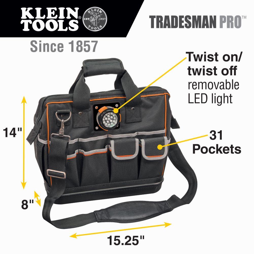 Klein Tools Tradesman Pro Lighted Tool Bag - Flockneti