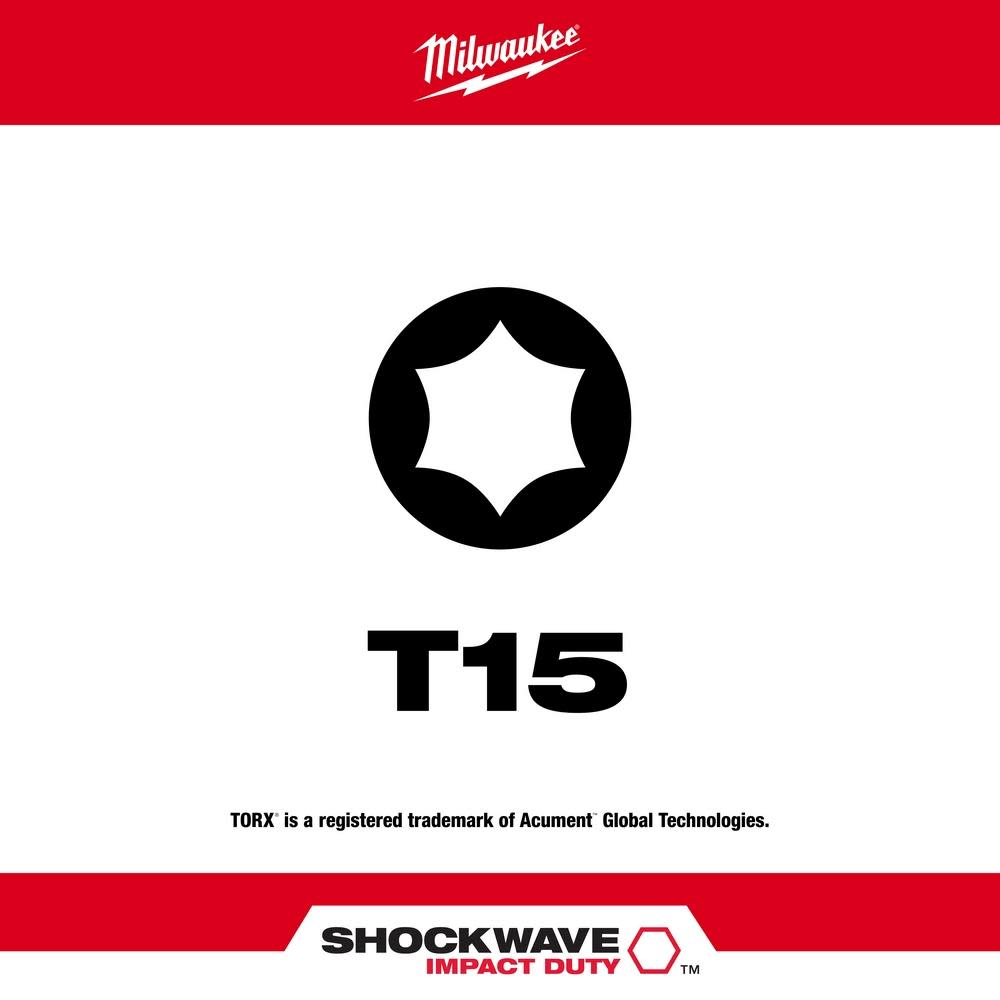 Milwaukee SHOCKWAVE 6 in. Impact Torx T15 Impact Driver Bit 10PK - Flockneti