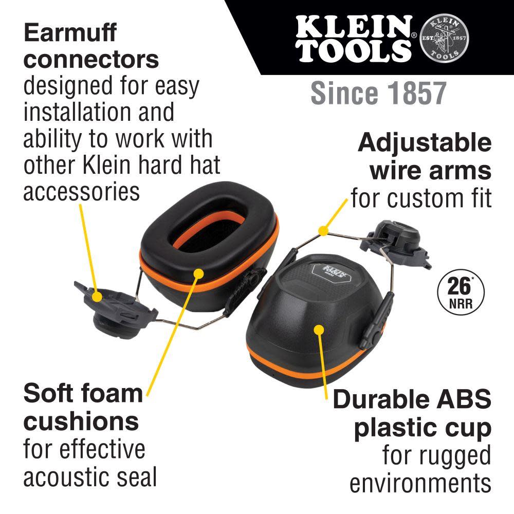 Klein Tools Hard Hat Earmuffs Full Brim Style - Flockneti