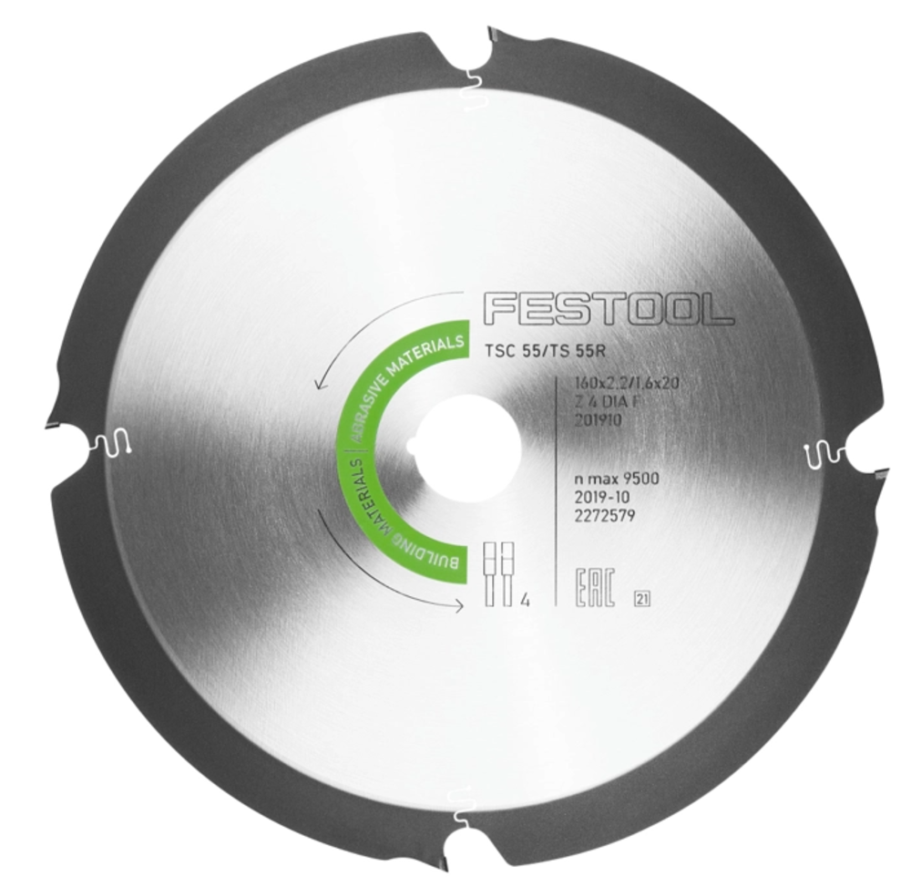 Festool Saw Blade 4 Tooth Abrasive Materials Diamond for TSC 55 K - Flockneti