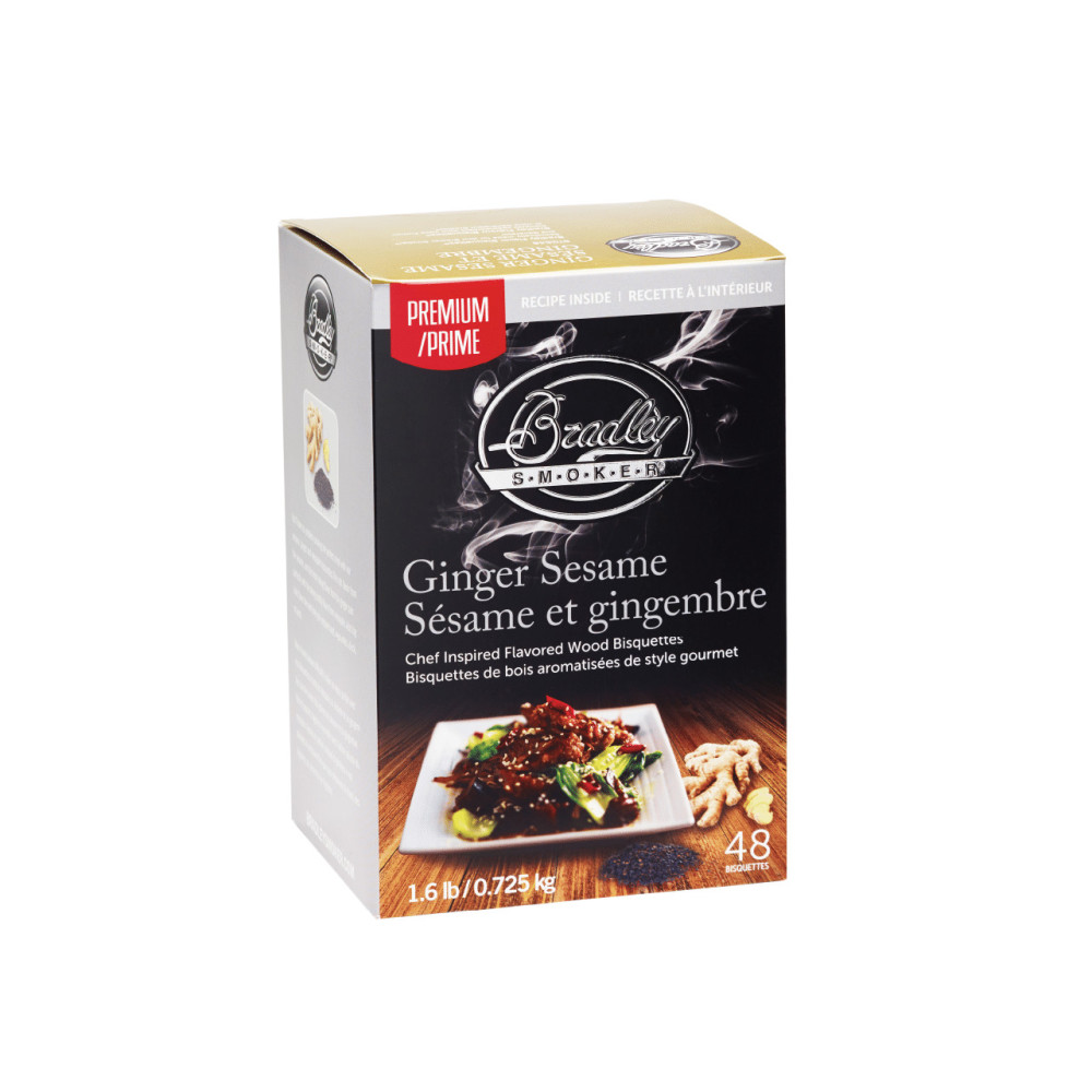 Bradley Smoker Premium Ginger Sesame Wood Bisquettes 48pk - Flockneti