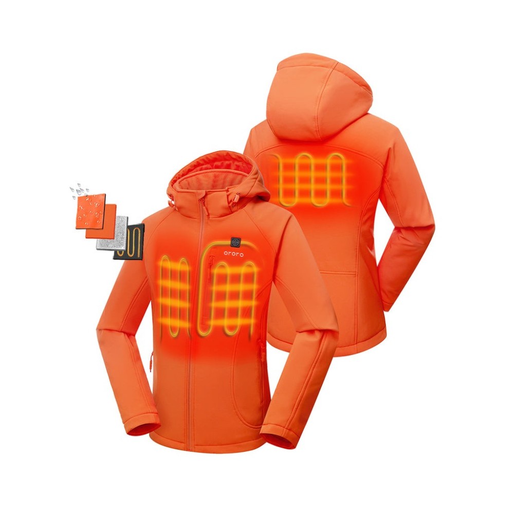 ORORO Womens Sunshine Orange Classic Heated Jacket Kit XL - Flockneti