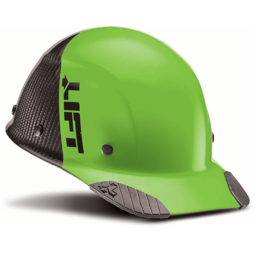 Lift Safety DAX Fifty/50 Cap Brim Hard Hat Green Carbon Fiber - Flockneti