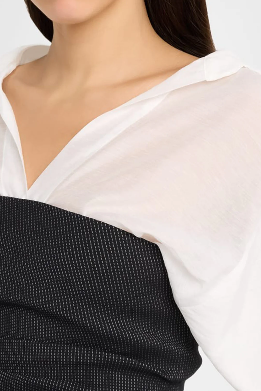 Ruched Asymmetrical Long-Sleeve Shirt - Flockneti