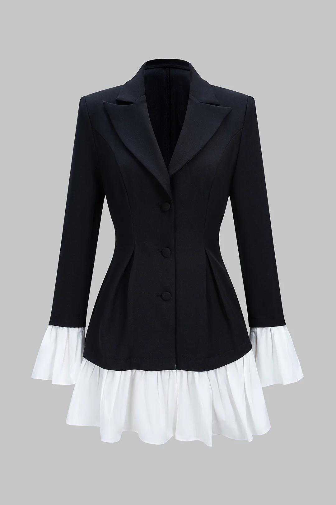 Notched Lapel Bell Long Sleeve Mini Dress - Flockneti