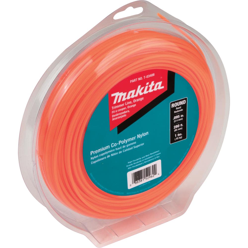 Makita Round Trimmer Line 0.095 Orange 280 1 lbs. - Flockneti