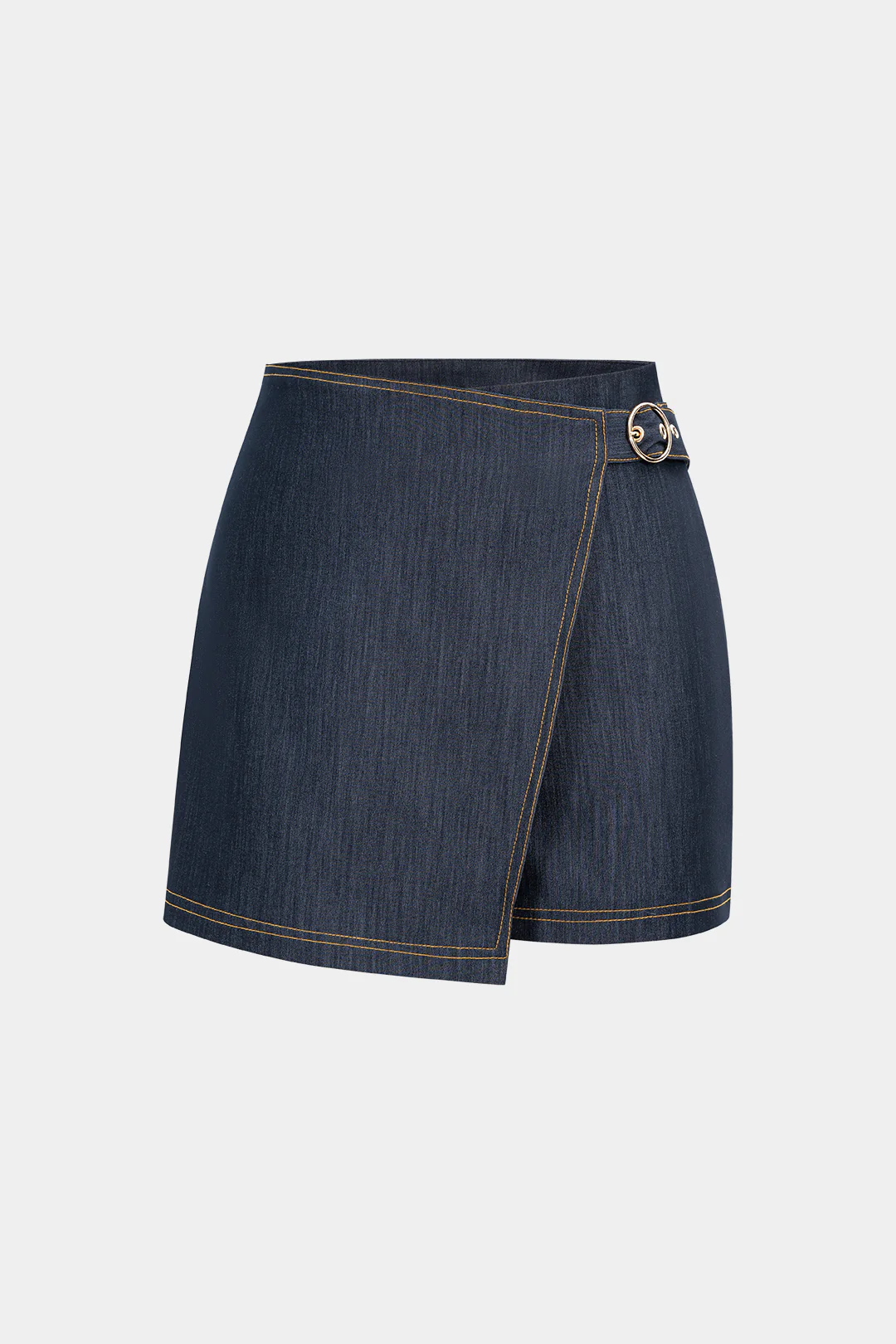 Denim Belted Asymmetrical Skirt - Flockneti