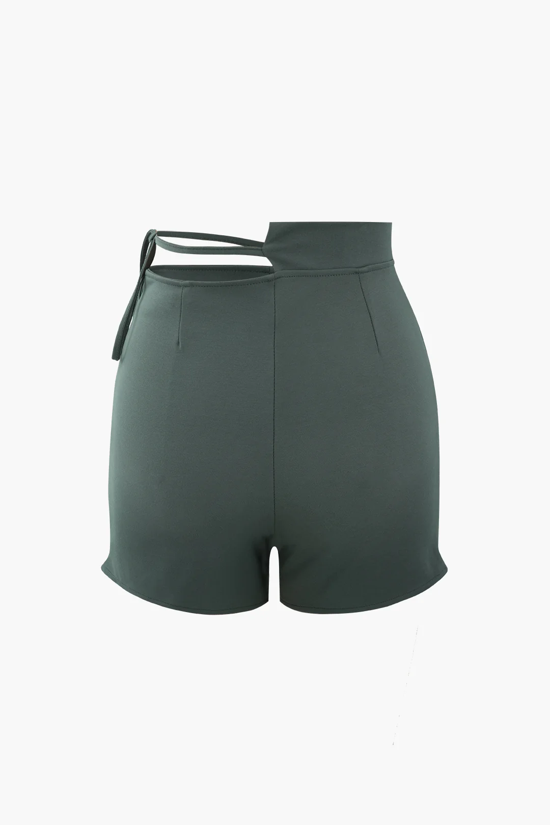 Solid Cut Out  Tie Up Irregular Hem Shorts - Flockneti