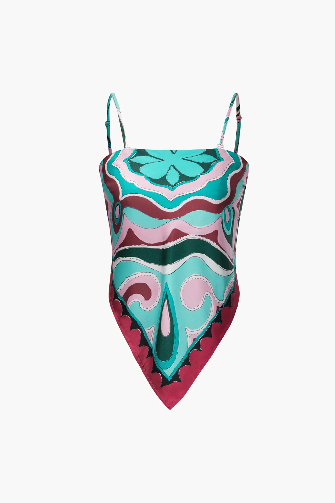 Art Print Asymmetrical Tie-Up Tube Top - Flockneti
