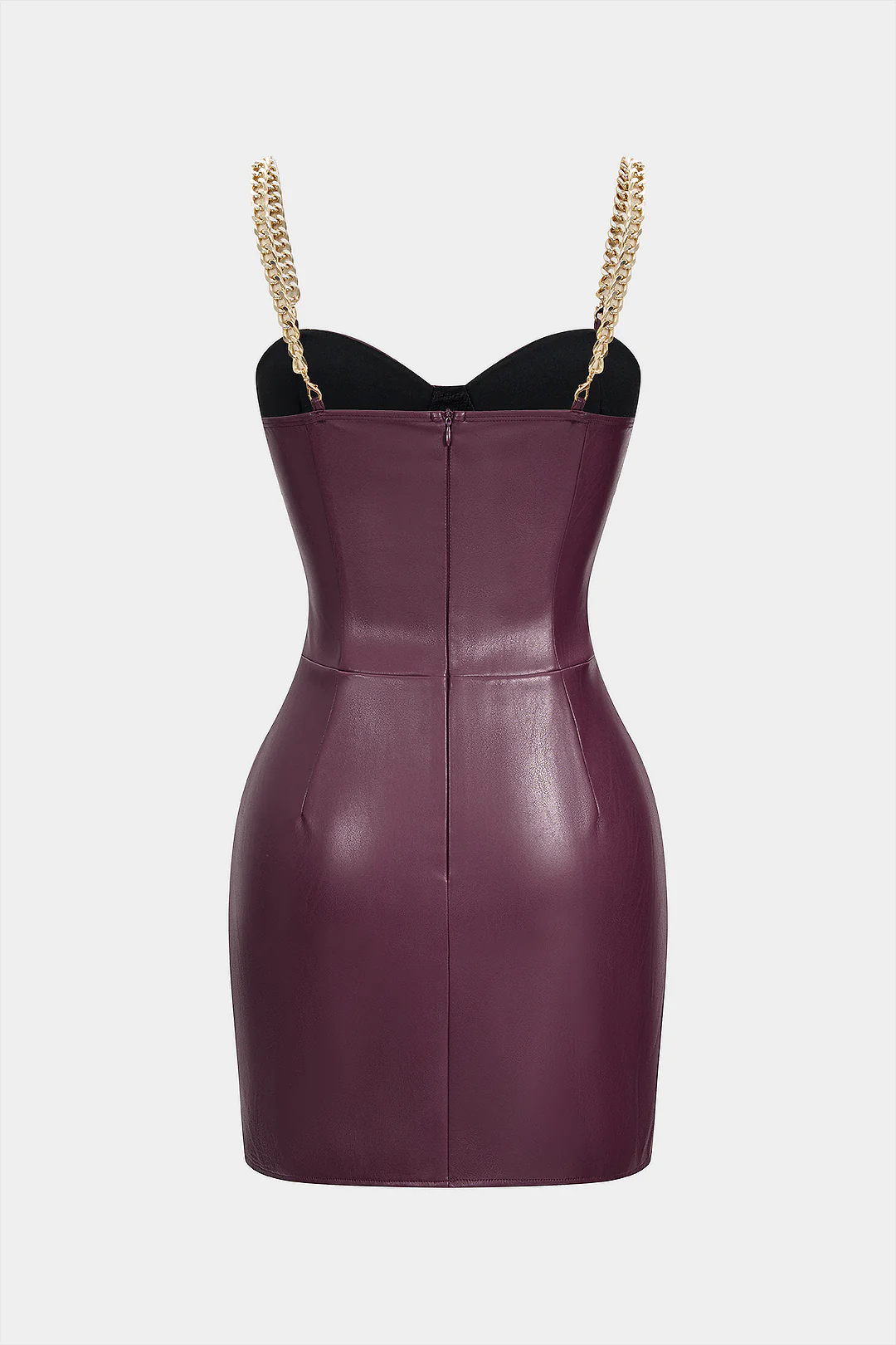Faux Leather Metallic Slip Sleeveless Mini Dress - Flockneti