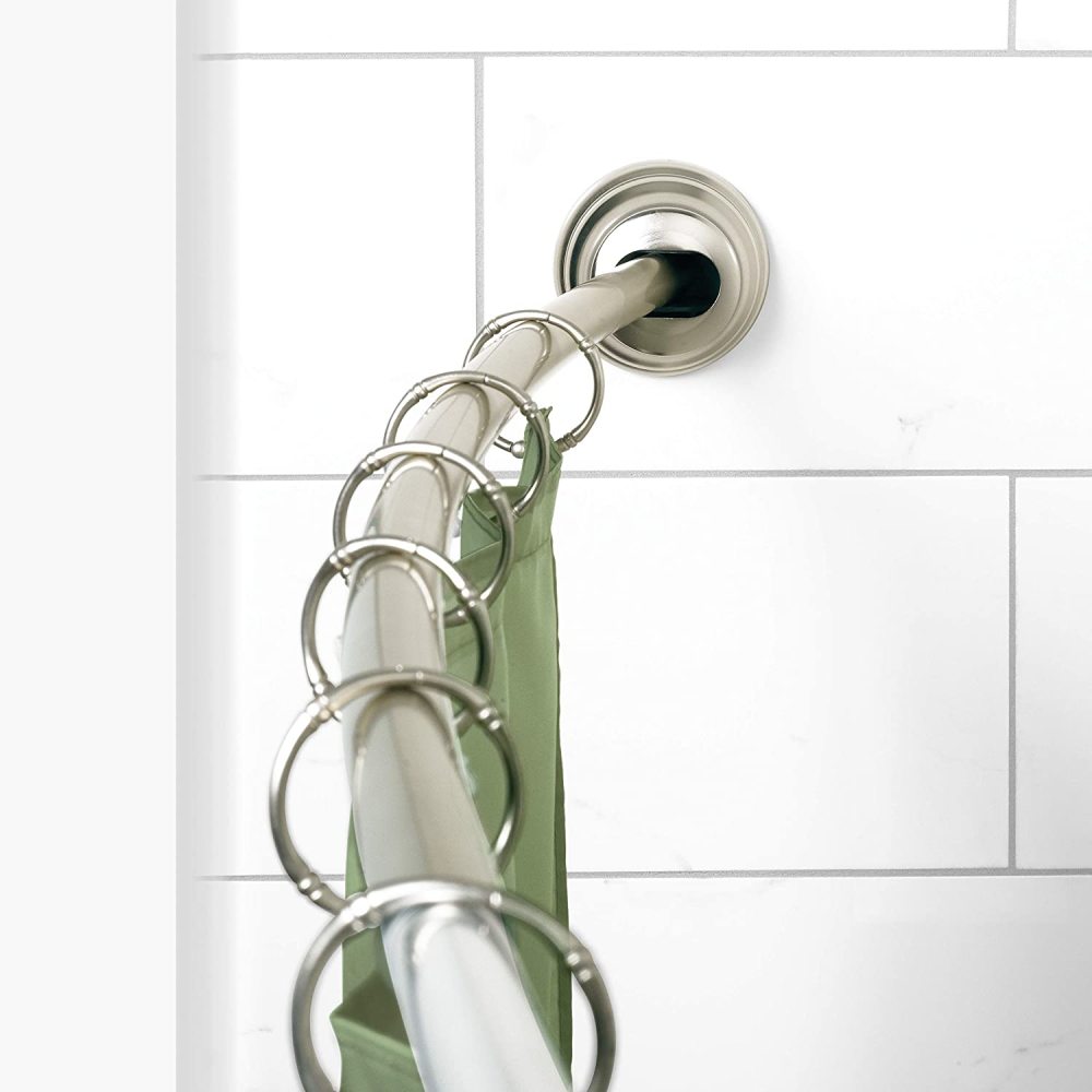 Zenith Shower Curtain Curved Rod Brushed Nickel Aluminum - Flockneti