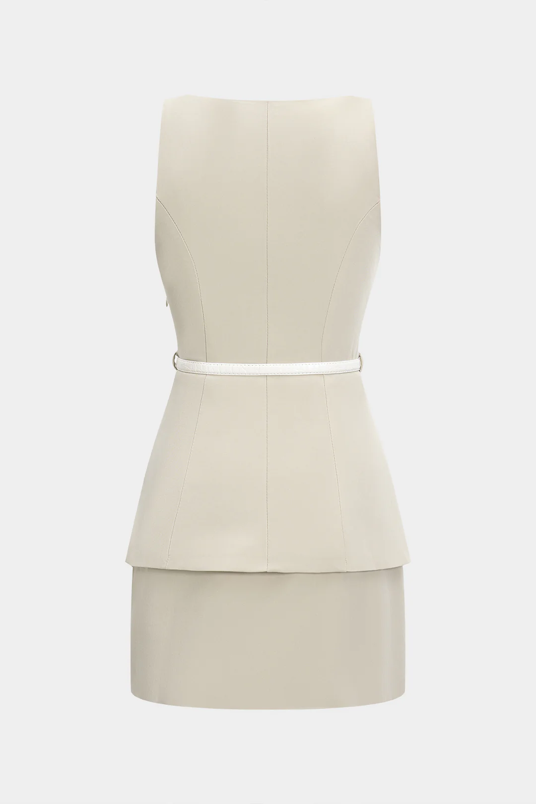 Pocket Sleeveless Mini Dress With Belt - Flockneti