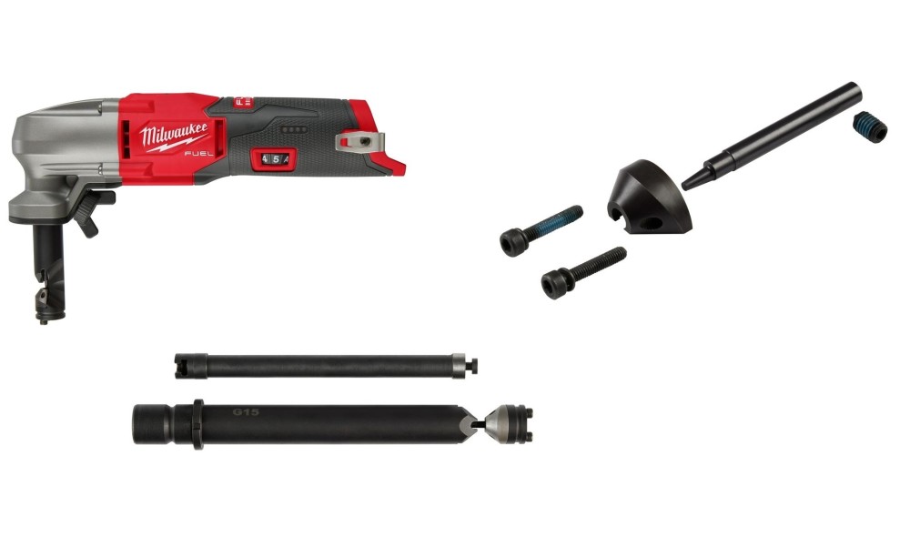 Milwaukee M12 Nibbler 16 Gauge Bare Tool Die & Die Holder Extension & Punch Bundle - Flockneti