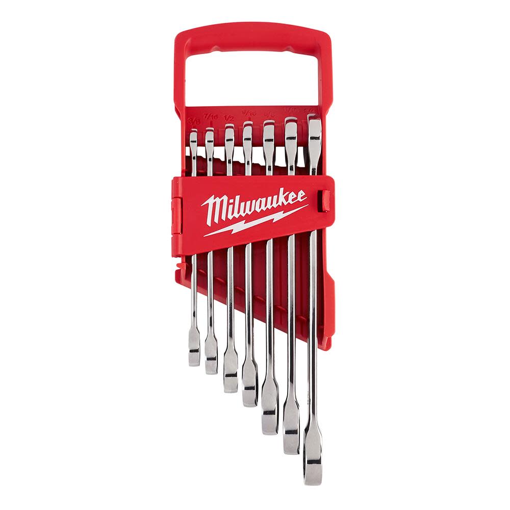 Milwaukee 7pc Ratcheting Combination Wrench Set – SAE - Flockneti