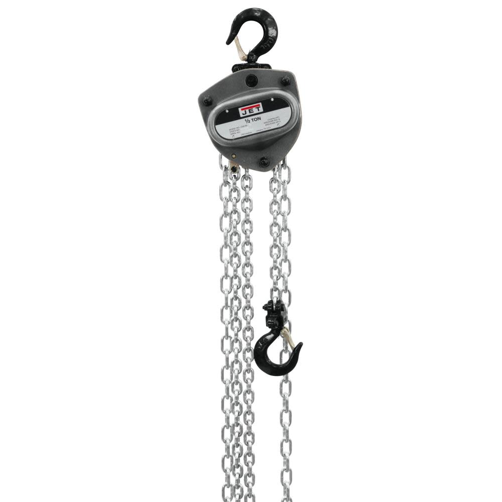JET L100-50-10 Hand Chain Hoist 1/2 Ton 10′ Lift & OLP - Flockneti