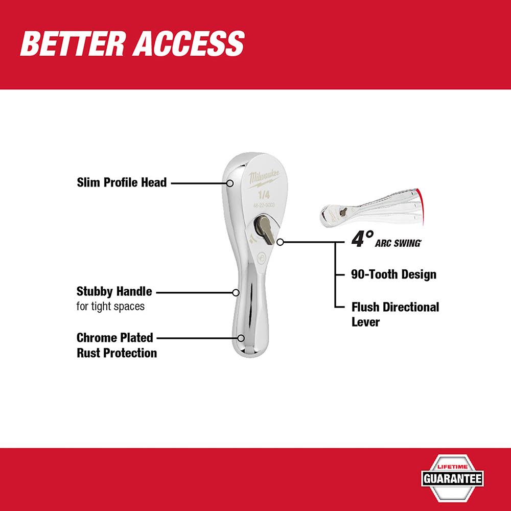Milwaukee Ratchet 3″ 1/4″ Drive - Flockneti