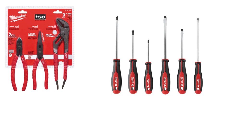 Milwaukee Pliers Set 3pc and Screwdriver 6pc Set Bundle - Flockneti
