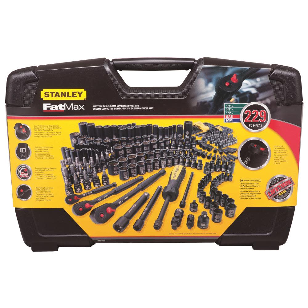 Stanley 229 pc Black Chrome Mechanic’s Tool Set - Flockneti