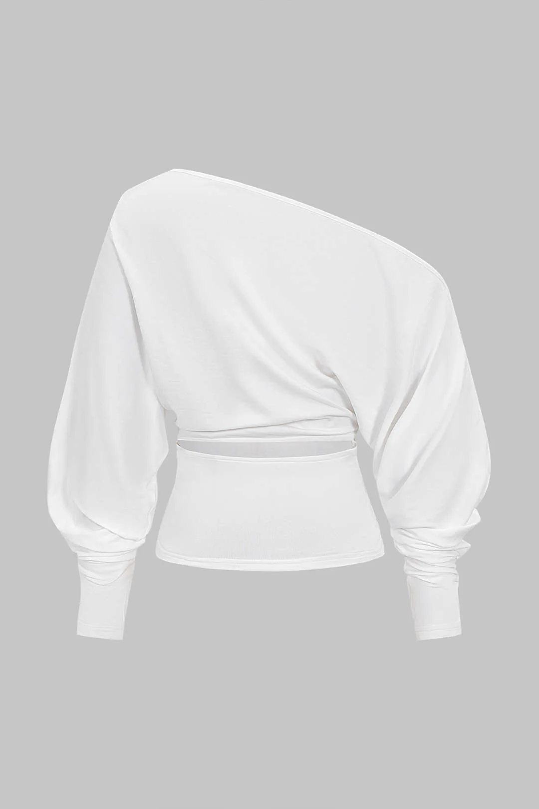 Cut Out One Shoulder Ruched Long Sleeve T-Shirt - Flockneti