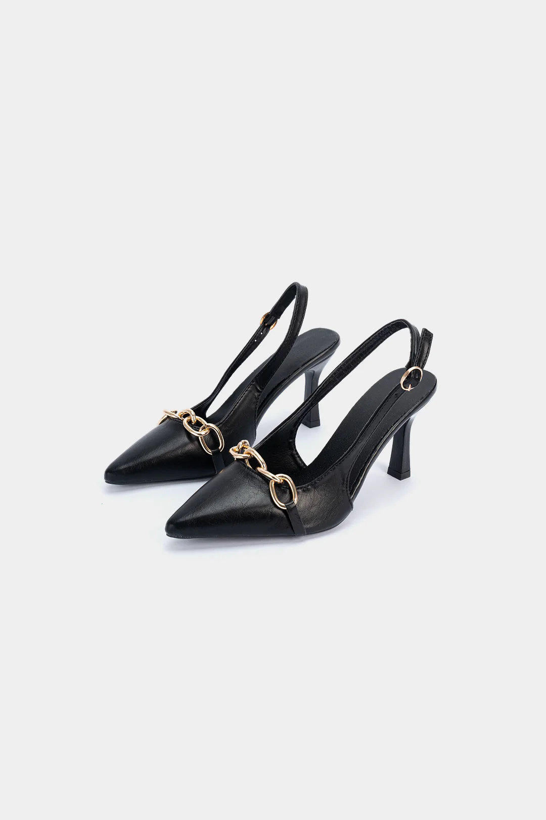 Chain Metallic Pointed Heels - Flockneti