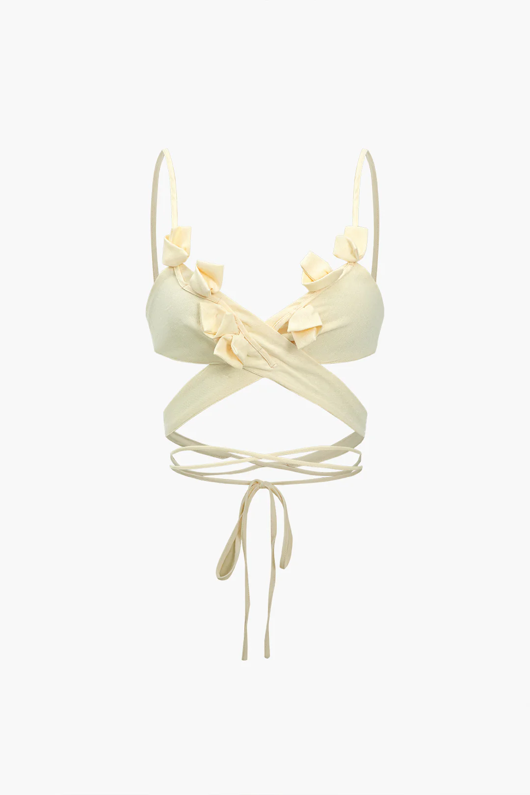3D Floral Crossed Tie Up Cami Top - Flockneti