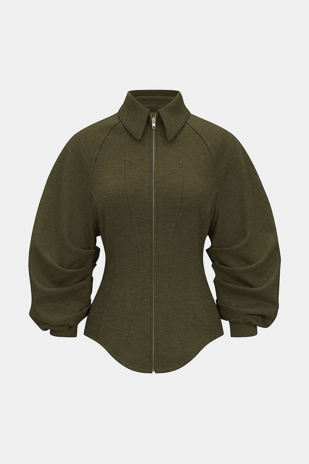 Zipper Ruched Waist-Cinching Sweatshirt - Flockneti
