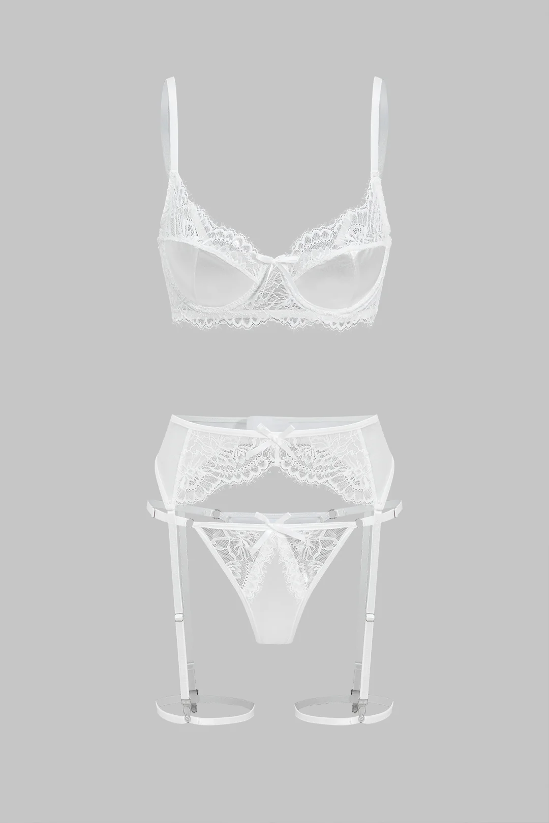 Lace Hollow Out Lingerie Garter Set - Flockneti