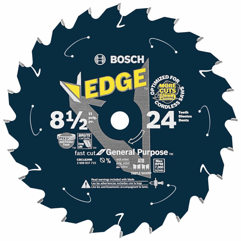 Bosch 8-1/2 In. 24 Tooth Edge Cordless Circular Saw Blade for General Purpose - Flockneti