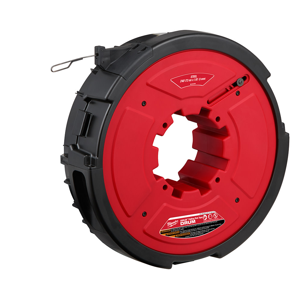 Milwaukee M18 FUEL Angler 240′ x 1/8″ Steel Pulling Fish Tape Drum - Flockneti