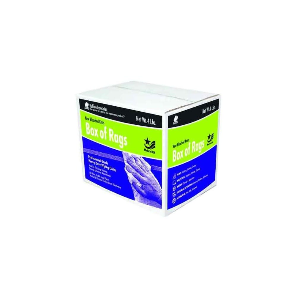 Buffalo Industries New Bleached Knits Cloth Rag 4 Lb Box - Flockneti