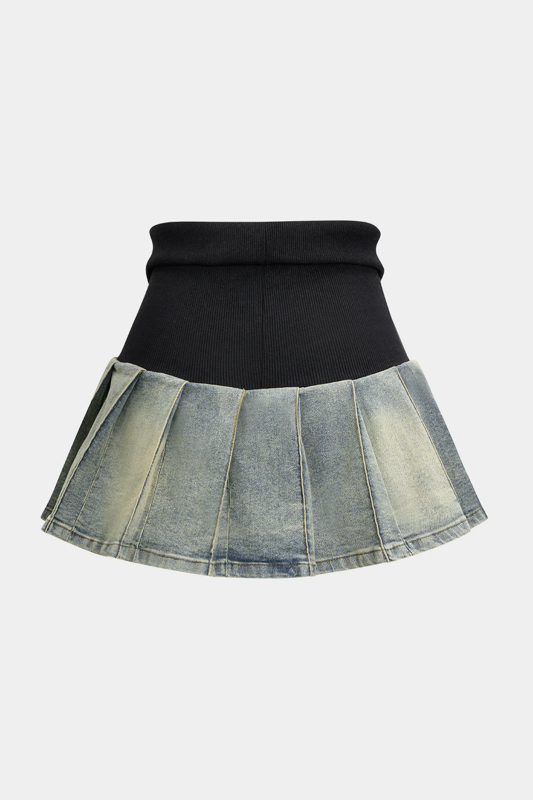 Denim Patchwork Zipper Mini Skirt - Flockneti