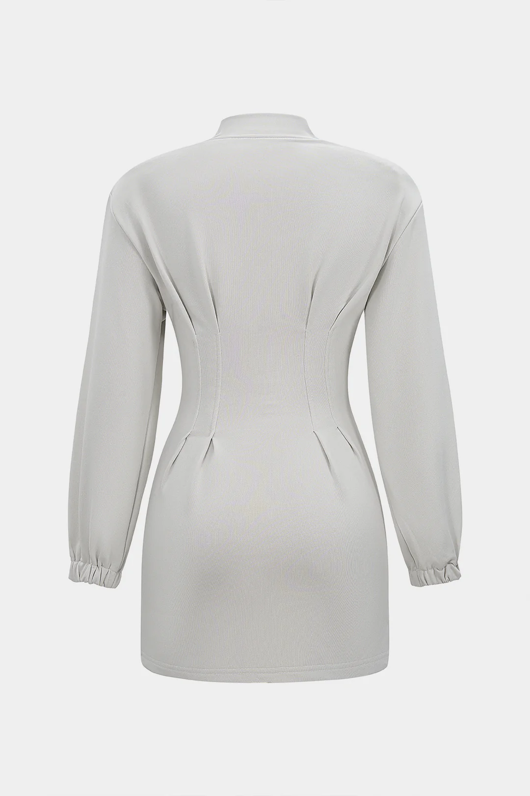 Solid Zipper Bodycon Long Sleeve Mini Dress - Flockneti