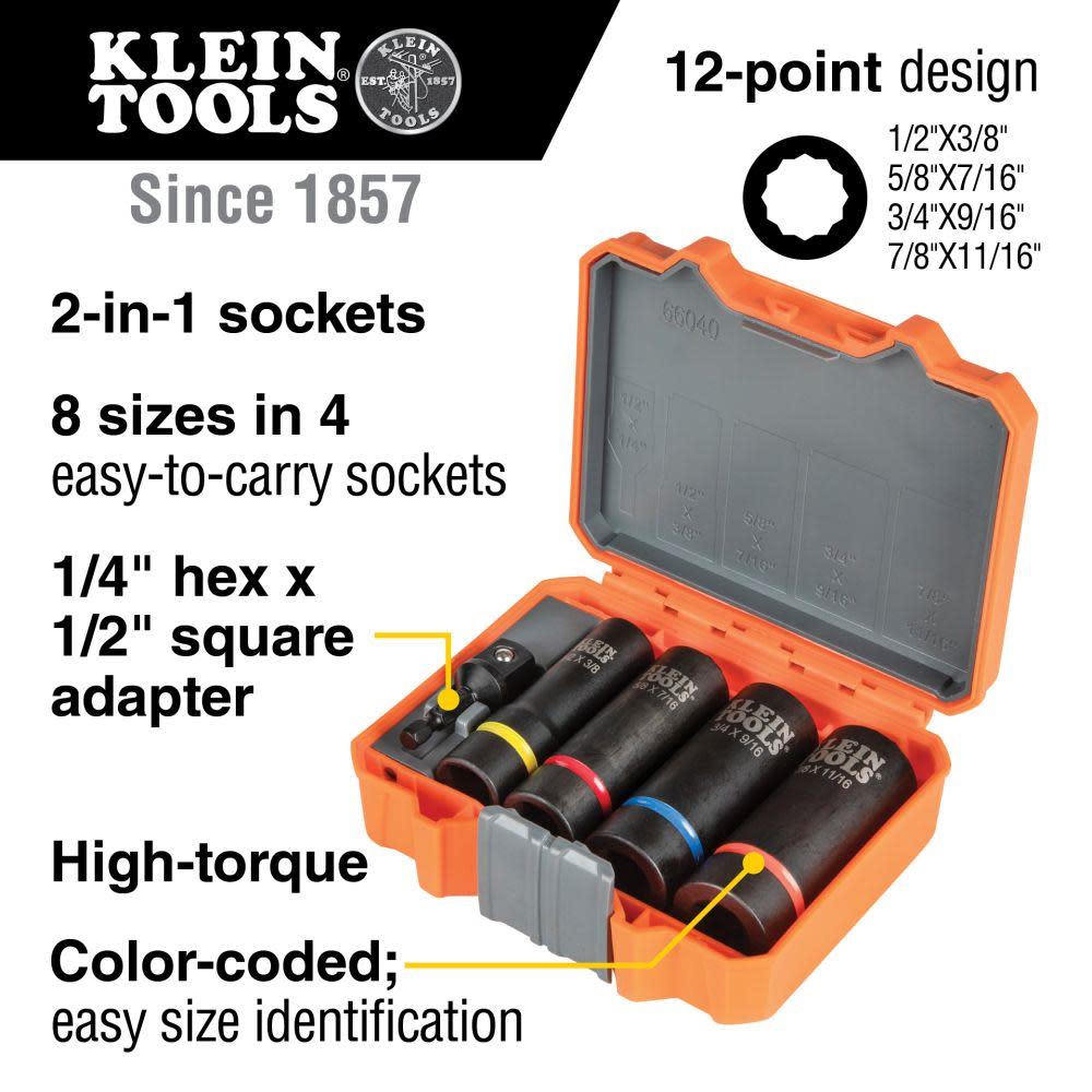 Klein Tools 2-In-1 Impact Socket Set 5-Piece - Flockneti