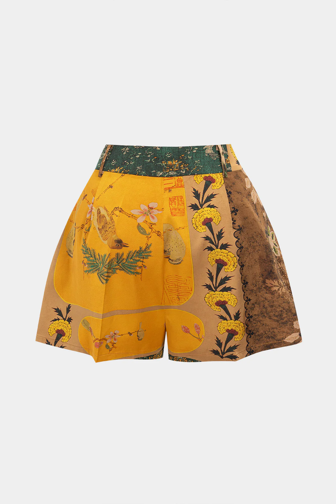 Floral Contrast Print Shorts - Flockneti