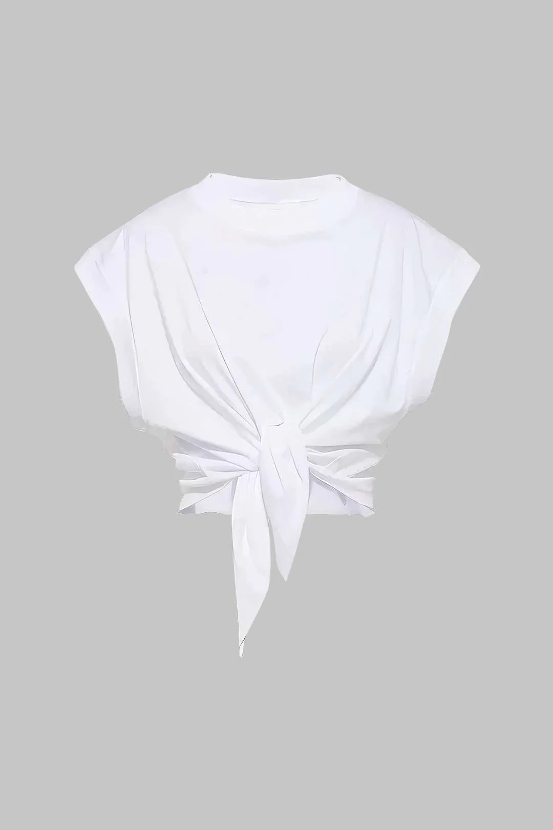 Solid Ruched Tie Front T-Shirt - Flockneti