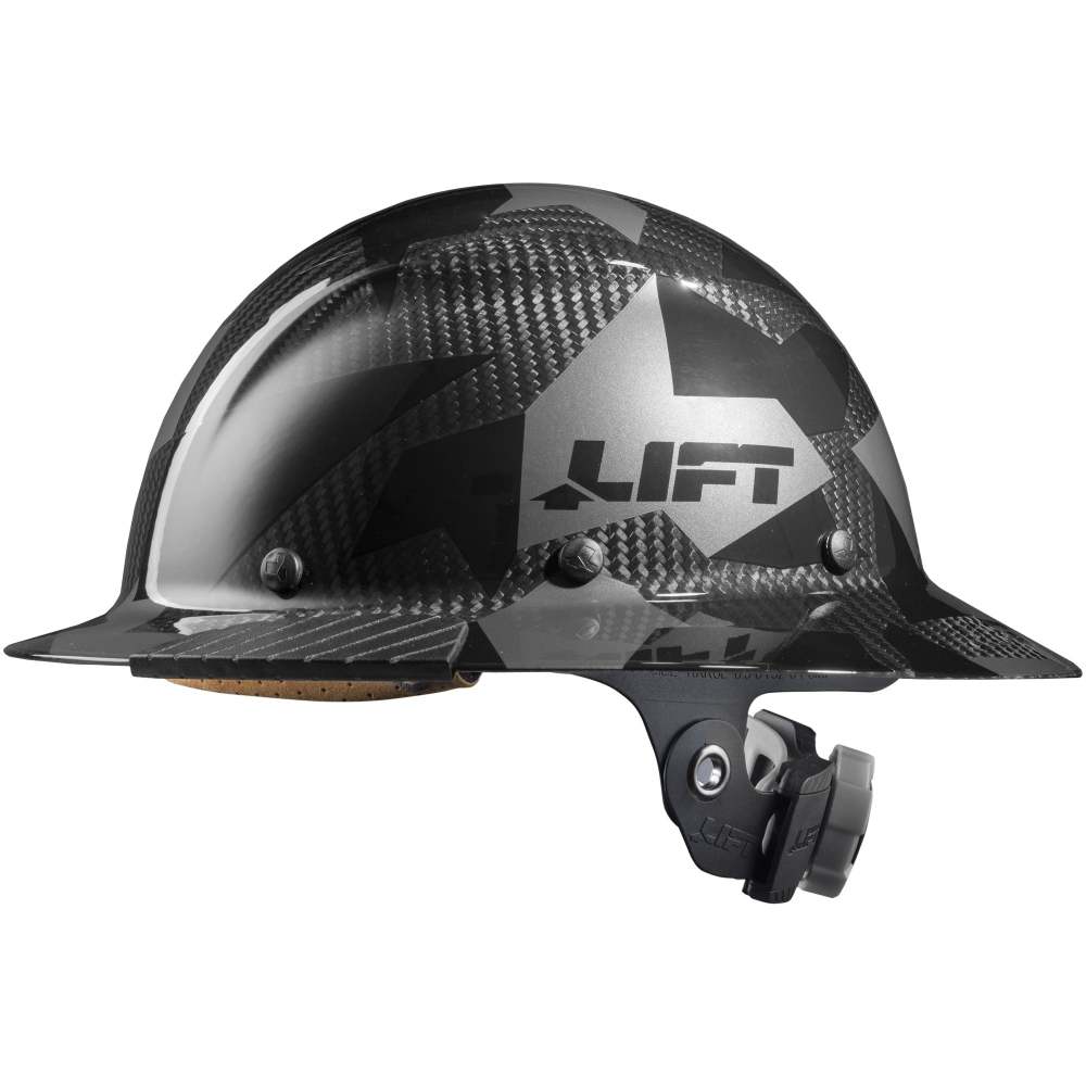 Lift Safety Hard Hat DAX Black Camo Carbon Fiber Full Brim - Flockneti