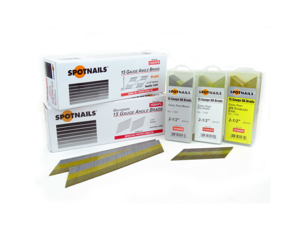 Spotnails 2.5 In. Bright 15 Gauge Nails – 34 Tape Strip – 4000 Nails - Flockneti