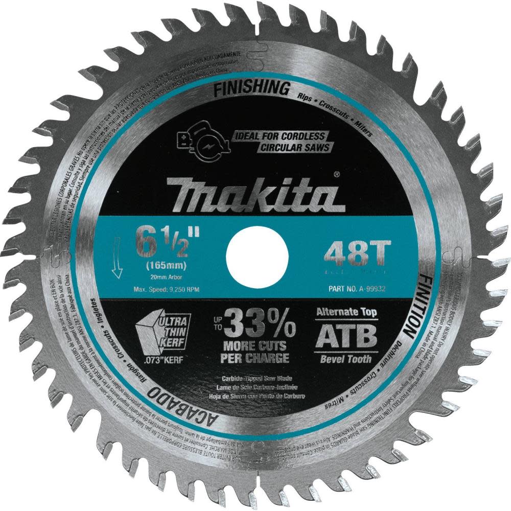 Makita 6-1/2″ 48T Carbide-Tipped Cordless Plunge Saw Blade - Flockneti
