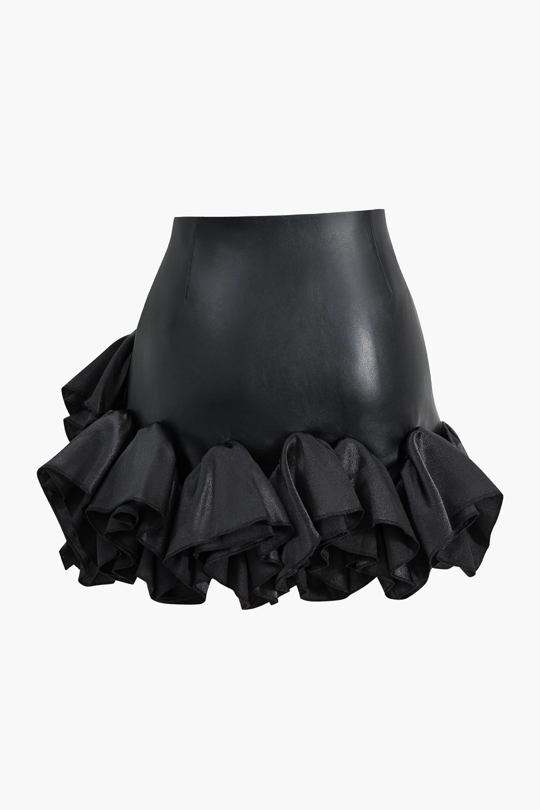 Faux Leather Ruffle Mini Skirt - Flockneti