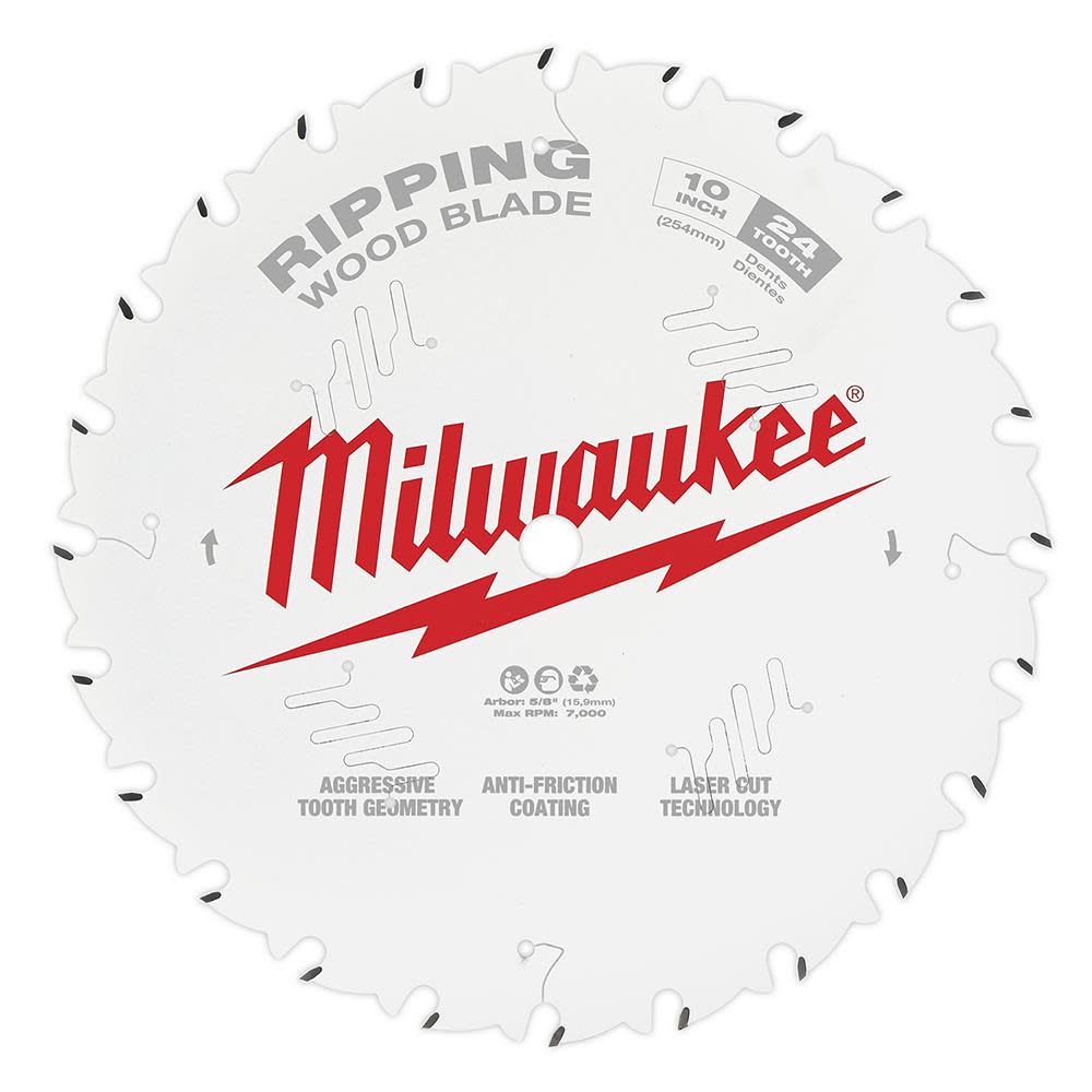 Milwaukee 10 in. 24T Ripping Circular Saw Blade - Flockneti