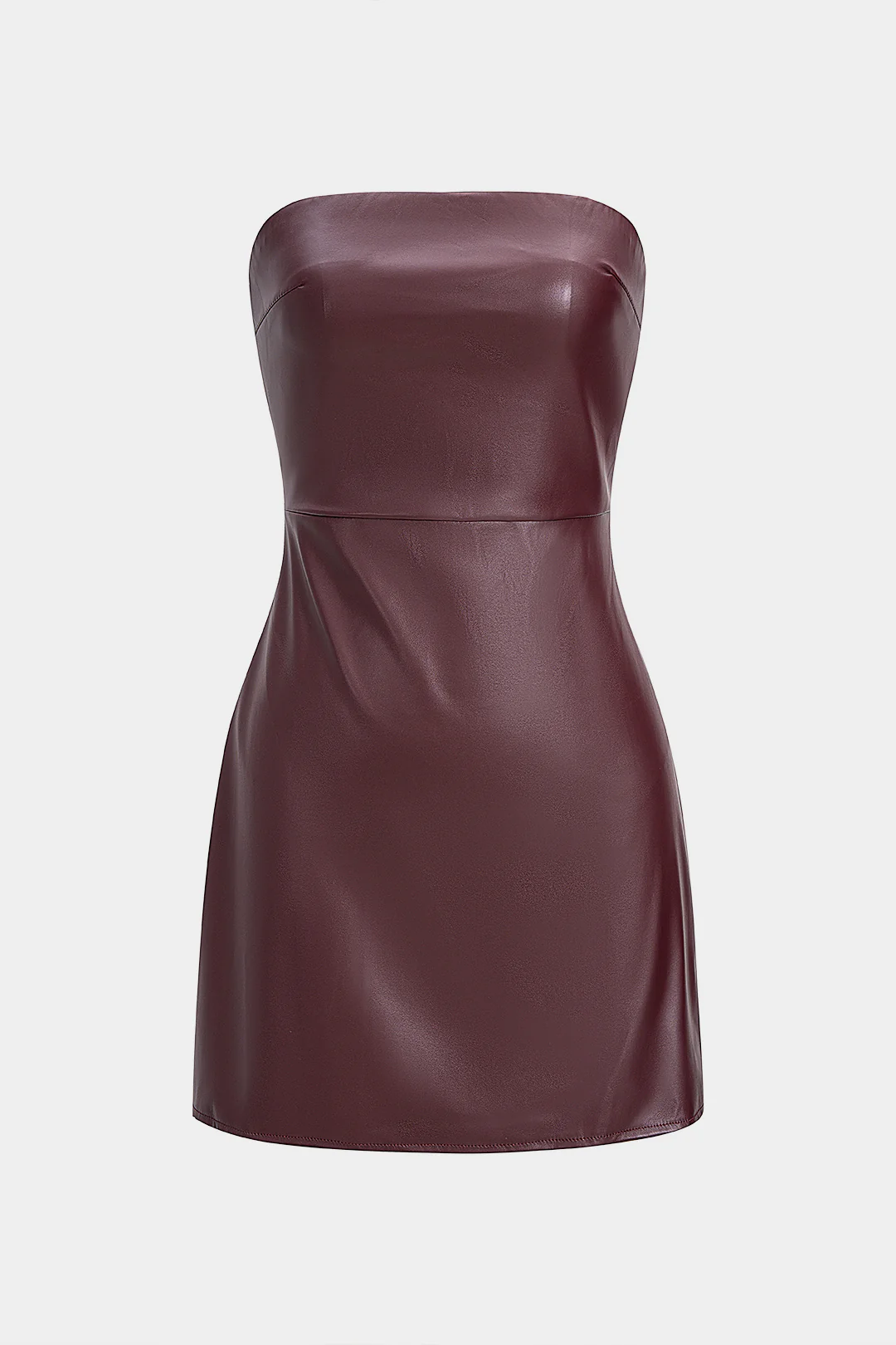 Faux Leather Strapless Sleeveless Mini Dress - Flockneti