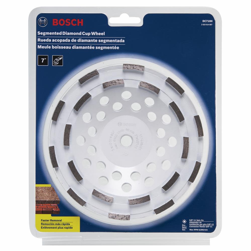 Bosch 7 In. Double Row Segmented Diamond Cup Wheel - Flockneti