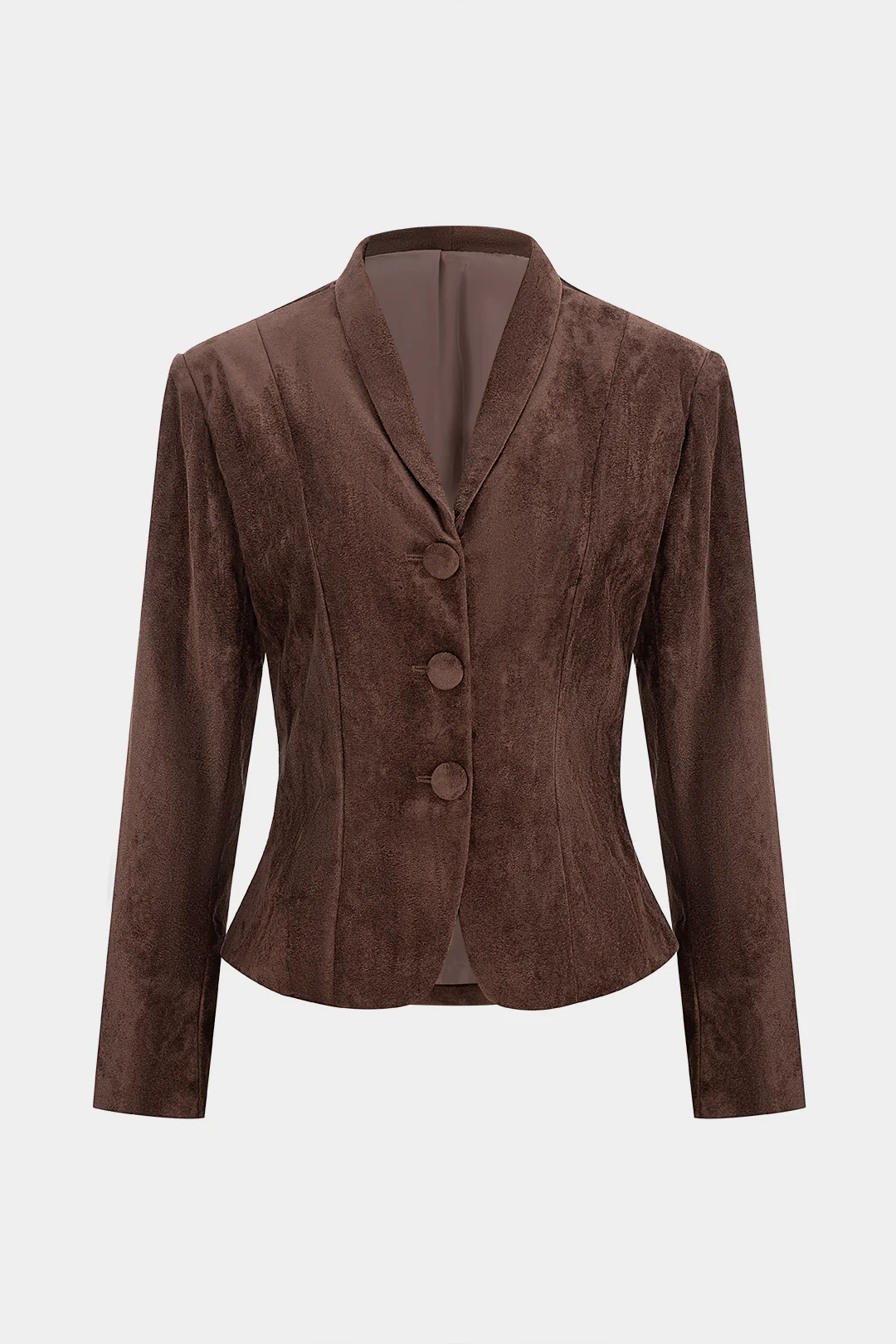 Suede Button Long Sleeve Jacket - Flockneti