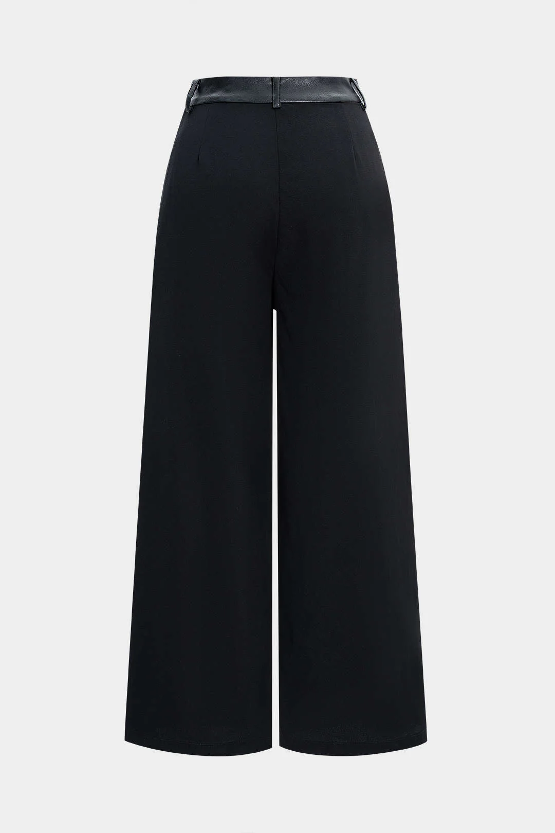 Faux Leather Patchwork Wide Leg Trousers - Flockneti