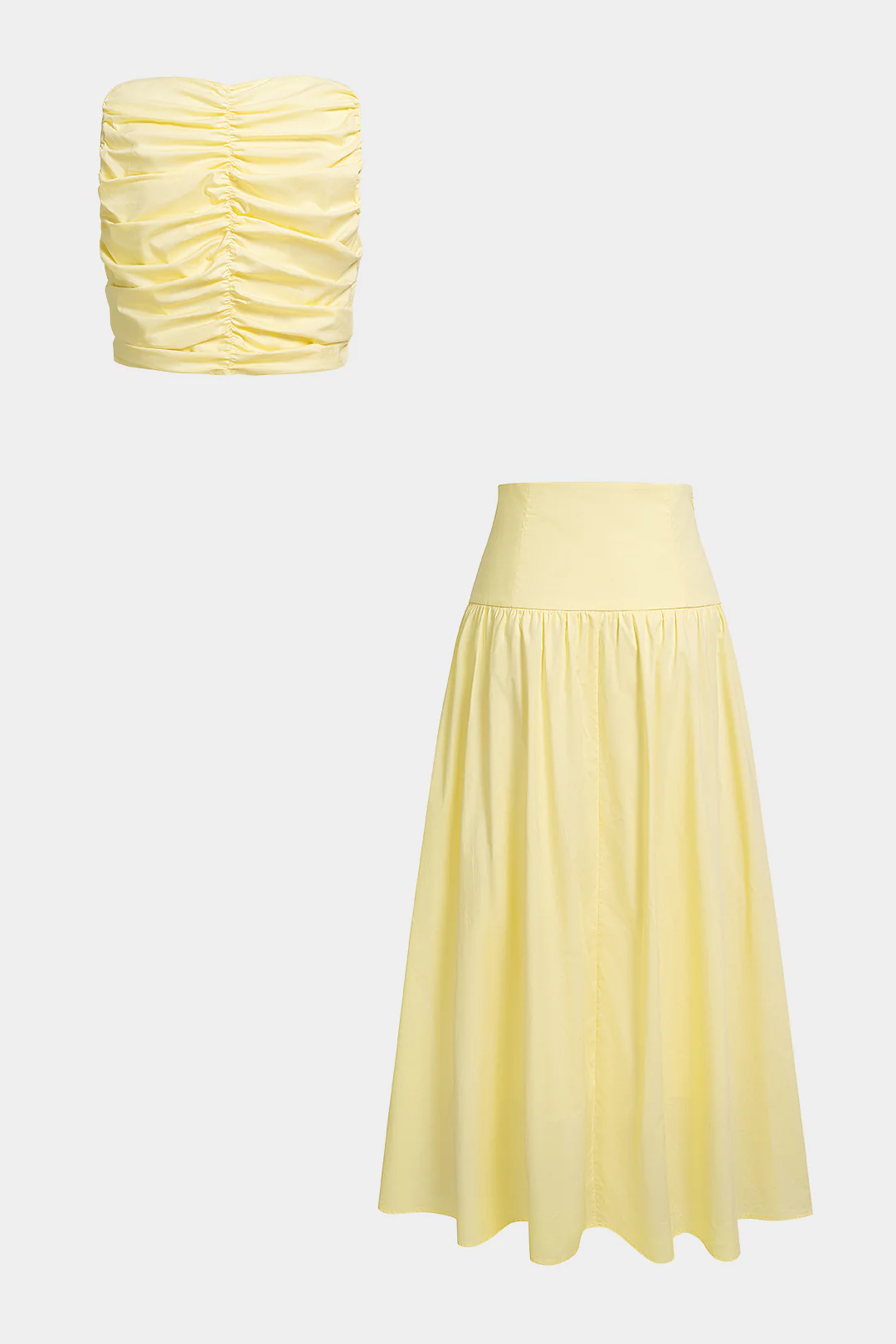 V-Neck Ruched Tank Top And High Waist Skirt Set - Flockneti